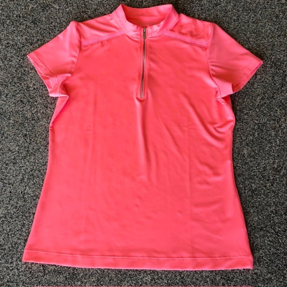 Tail Neon Pink Polo Top 3 Quarter Zipper Closure Size S